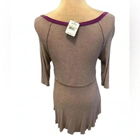 FREE PEOPLE Intimately Free Weekends Layering Top Gauzy Taupe & Purple Sz S NWT - Picture 4 of 12